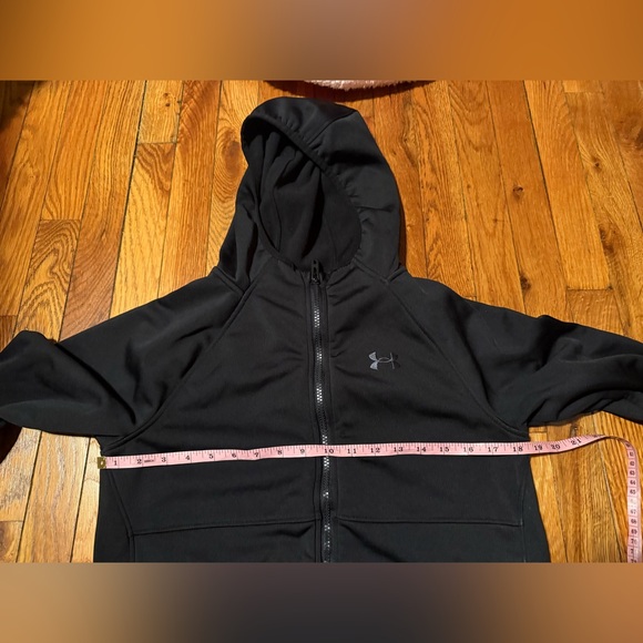 Under Armour Youth Large YL Full Zip Hoodie Jacket Black Fleece Lined Athletic - Picture 2 of 8